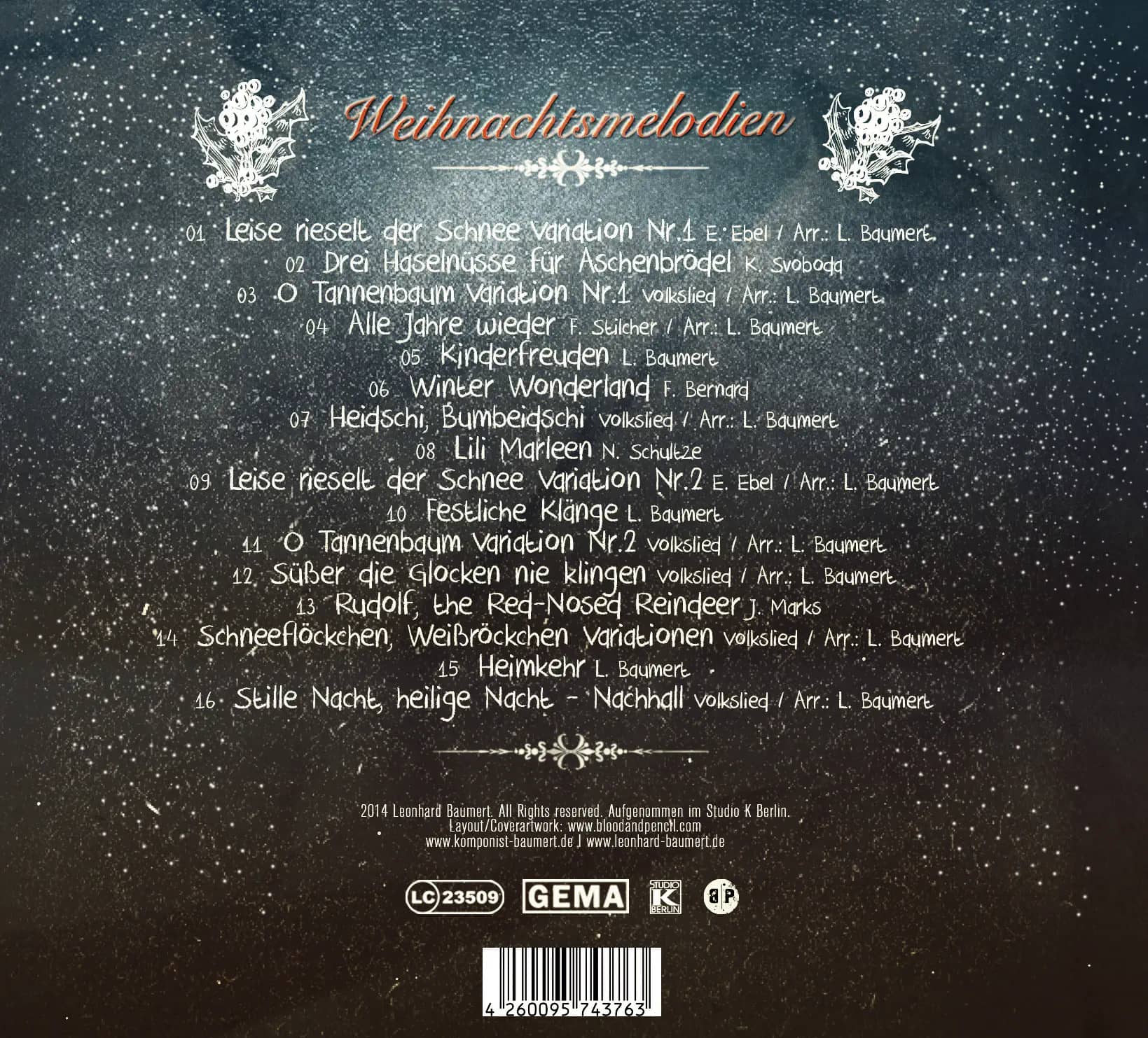 Rückseite des Albums Weihnachtsmelodien