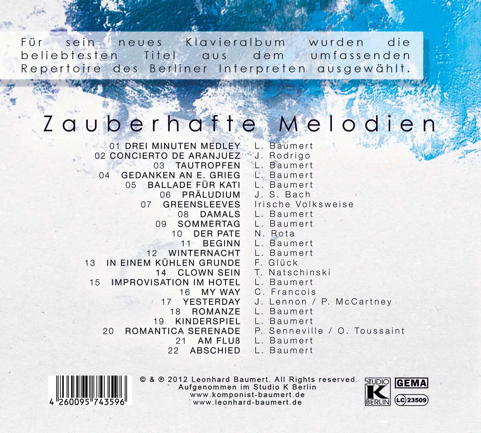 Rückseite des Albums Zauberhafte Melodien
